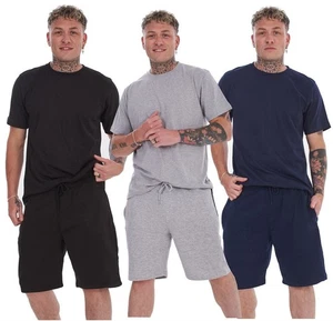 Conjunto corto de pijama de algodón para hombre Jersey cuello redondo Top polar bolsillos con cremallera corto - Imagen 1 de 19