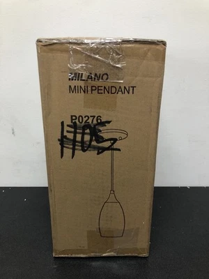 Vaxcel P0276 Milano 5" Satin Nickel Pendant Light with Glass Shade - Image 1 of 3