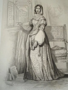 Middle Ages / Engraving 19th / The Queen of Navarre - Picture 1 of 1