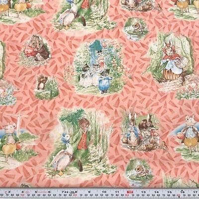 Beatrix Potter 2007 Quilting Treasures Peachy Cotton Fabric 2 Yards x 43" - Image 1 of 2