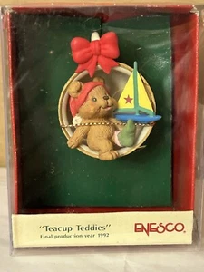 1 Christmas Ornaments Small Wonders TEACUP TEDDIES BEAR BOAT Enesco 1992 583901 - Picture 1 of 6