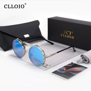 CLLOIO Flip Vintage Sunglasses Men Women Circle Double lens UV400 Sun Glasses