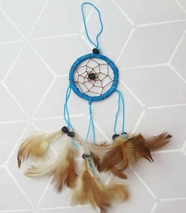 SMALL NATIVE AMERICAN BLUE / TURQUOISE DREAM CATCHER - Picture 1 of 2
