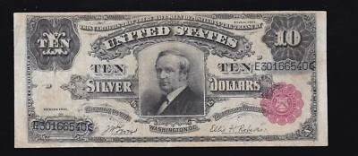 US 1891 $10 Tombstone Silver Certificate Note FR 301 VF (540) - Image 1 of 2