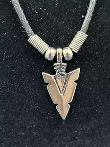 Arrowhead Pendant 1-1/4” With 16” Woven Cord Necklace C10 - Picture 1 of 4