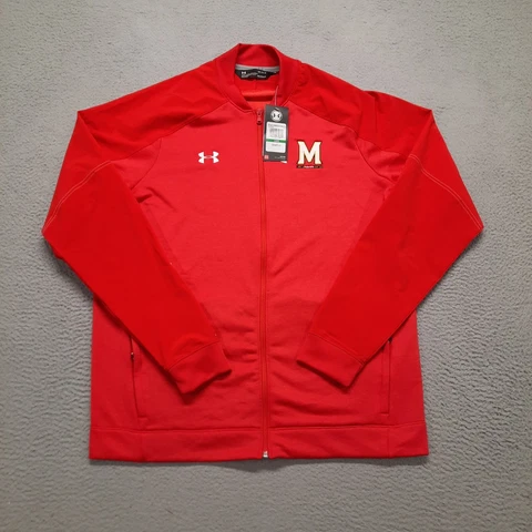 Under Armour Maryland Terrapins Jacket Mens Large Windbreaker Full Zip Red Terps Cover