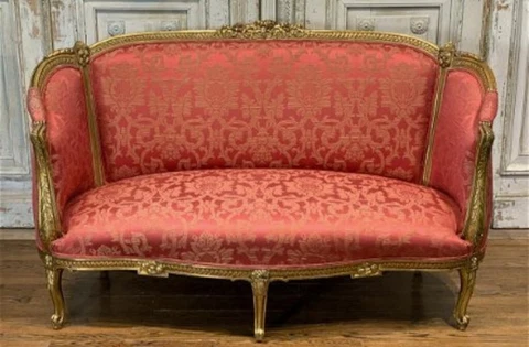 Antique French Louis XIV Settee Love Seat Sofa Cover