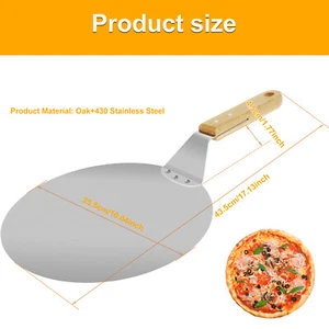 Pizza Lifter Stainless Steel Pizza Peel with Wood Handle Dishwasher Safe qrwYh - Picture 1 of 11