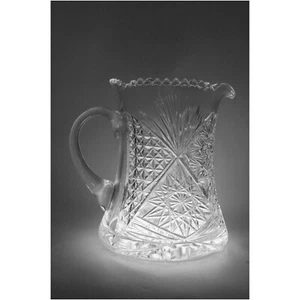 Small Cut Crystal Pitcher Turkish Glass American Brilliant Style Decorative - Picture 1 of 8