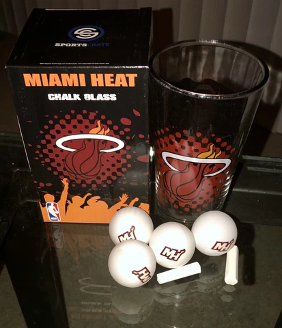 BEER PONG -  MIAMI HEAT NBA Sports Crate Chalk Glass, NIB Cover