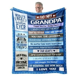 Grandpa Blanket Gifts for Fathers Day for Grandpa Gift from Granddaughter Gra... - Picture 1 of 7