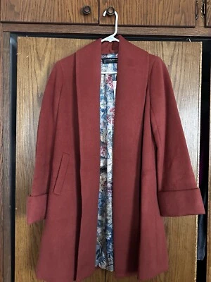 NWT Peruvian Connection Terra Cotta Baby Alpaca Delaney Open Swing Coat XS - Image 1 of 4