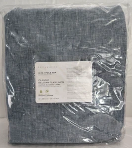 Pottery Barn 3in1 PoleTop Classic Belgian Flax Linen 1-Curtain Blackout Lin 108" - Picture 1 of 2