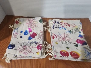 Lot of 20 Halloween 3.9x5.5" Cotton/Linen Metallic Drawstring Party Favor Bags - Picture 1 of 5