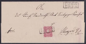 73541) ZACHAN Pomerania sello prusiano reutilizado sobre carta - Imagen 1 de 3