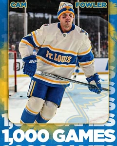 Cam Fowler 1000 Games 2025 Winter Classic St Louis Blues 8x10 NHL Hockey Photo - Picture 1 of 1