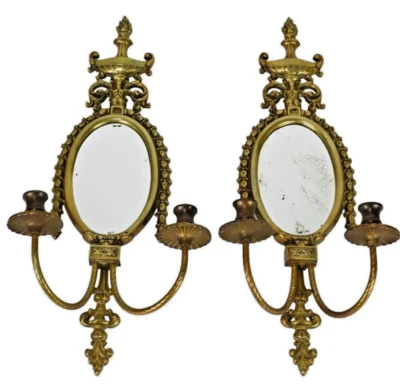 Sconces, Bronze, Louis XV Style, Pair,  Double Candle, Vintage / Antique, 1900s! - Image 1 of 4
