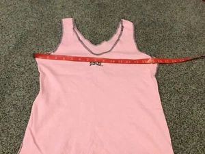 Y2K Everlast Perfect Fit Ribbed Tank Top Peony Pink With Dark Gray Stitch Size M - Picture 1 of 2