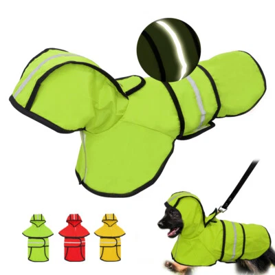 Reflective Pet Raincoat Small Medium Dogs Rain Jacket Waterproof Hoodie Clothes - Image 1 of 4