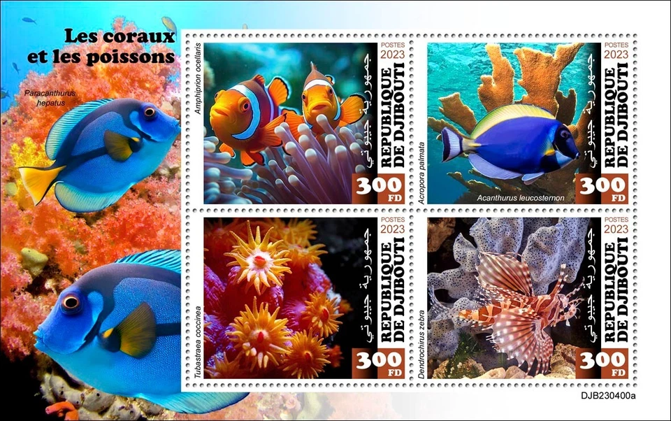 Estampillas de Corales y Peces MNH 2023 Djibouti M/S Foto 1 de 1