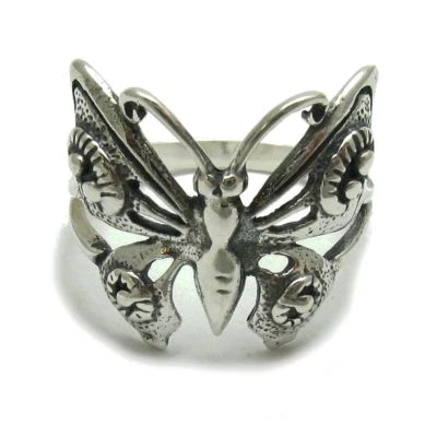 Stylish Genuine Sterling Silver Ring Stamped Solid 925 Butterfly Handmade - Image 1 of 4