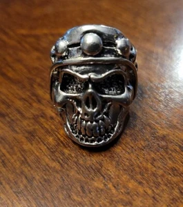 Skull Ring Men's SIZE 8 Big Metal Gothic Biker Punk Ring - Picture 1 of 5