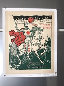 linen-backed original Bostonian magazine ad Knight Templar Vesper George illus - Picture 1 of 5