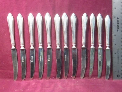 12pc Vintage German 800 Silver RUCKREITZ MAINZ DESSERT KNIFE 7 1/4" No Mono   - Image 1 of 4