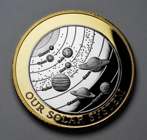 OUR SOLAR SYSTEM Dual Metal Silver & 24ct Gold Commemorative. Space/Earth/Mars - Picture 1 of 13