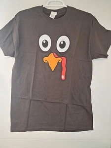 Thanksgiving Turkey Face T-Shirt Herren Medium Kurzarm Braun NEU - Bild 1 von 2