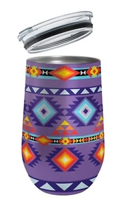 Southwest Navajo Print Stainless Steel Travel Mug 12oz- 4412- Red - Picture 1 of 4