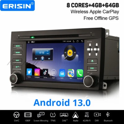 4+64GB Android 14 Autoradio DAB+ WiFi 8 Kern Navi CarPlay CD USB Porsche Cayenne - Bild 1 von 4