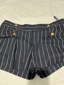 Topshop ladies black white striped shorts size 14(DR181). - Picture 1 of 10