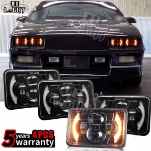 4PCS Fit 1982-1992 Chevrolet Camaro Z28 4x6" LED Headlights Halo DRL Hi-Lo Beam - Picture 1 of 12