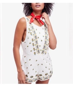 Free People Ivory MARGARITA Jumper Romper Embroidered Boho Style Size Medium NWT - Picture 1 of 13
