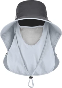 UPF 50+ Sun Protection Cap Wide Brim Fishing Hat with Face & Neck Flap USA - Picture 1 of 12