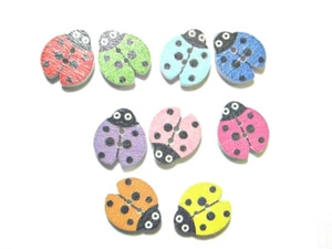 10 Holzknöpfe Marienkäfer mix Knöpfe aus Holz 18mm Scrapbooking Handarbeit - Bild 1 von 1