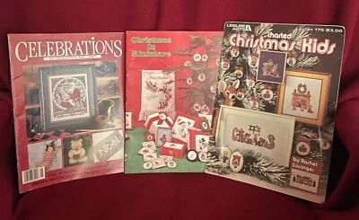 FIVE (5) Christmas Crafts Books: 3 Cross Stitch, 1 Crochet, 1 Macrame - Image 1 of 2