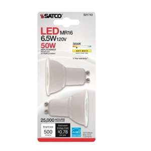 Satco S21743 120V 500 lm. GU10 Clear Soft White MR16 Floodlight LED Bulb 50W - Picture 1 of 1