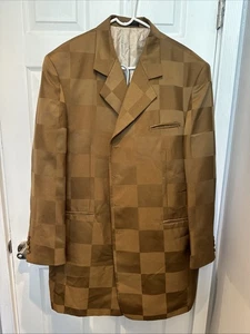 Traje Stacy Adams Para Hombres 48L/42 Marrón Cuadros Blazer Chaqueta Pantalones Clásico Conjunto de 2 Piezas - Imagen 1 de 5