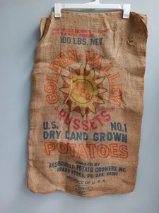 Vintage Golden Valley Burlap Potato Sack 100 Lb Grand Forks ND USA - Picture 1 of 6