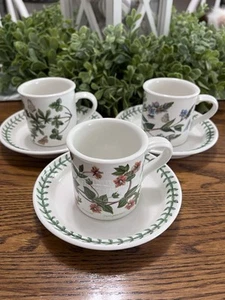 3er Set Portmeirion BOTANIC GARDEN Trommel Espresso Kaffeetassen Untertassen - Bild 1 von 11