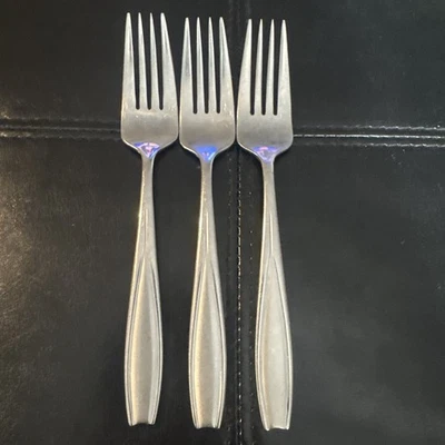 Garfos para salada Gorham tulipa fosco (3) cetim brilhante aço inoxidável - Imagem 1 de 4