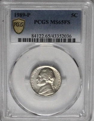 1989 P  Jefferson Nickel PCGS MS65FS Gold Shield Blue Label - Image 1 of 4