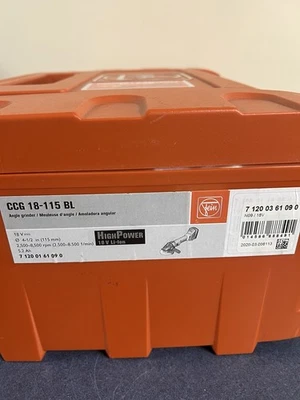 Amoladora inalámbrica Fein CCG 18-115 BL con baterías y cargador, sin escobillas Foto 1 de 3