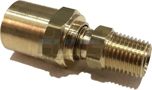 MESSING WIEDERVERWENDBAR ARMATUR ADAPTER 1/4" NPTF AUSSENGEWINDE X 3/8" SCHLAUCH ID X 5/8" MESSING - Bild 1 von 3