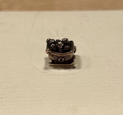 Pandora Charm Anhänger 925 Silber / SCHLITTEN / 2 rote Steine - Bild 1 von 4