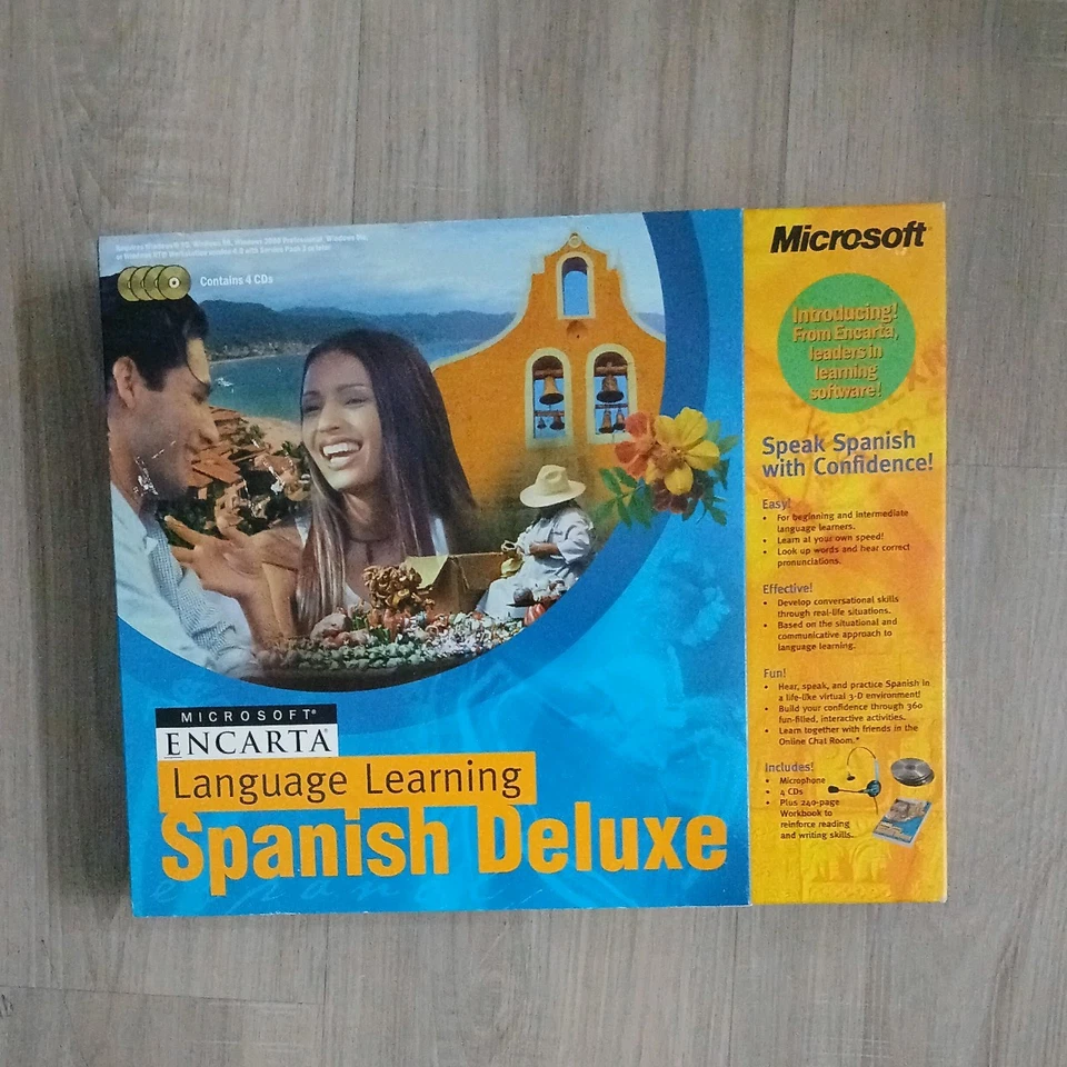 MS Encarta Aprendizaje de Idiomas Español Deluxe - Nueva Caja Grande Sellada - PC CD-ROM Foto 1 de 4