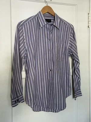 Classiques Entier Size S Button Up Work Wear Top Purple Striped Classic Cotton - Image 1 of 4