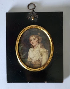 ORIGINAL HAND PAINTED ANTIQUE LATE 19th CENTURY MINIATURE PORTRAIT - Picture 1 of 5
